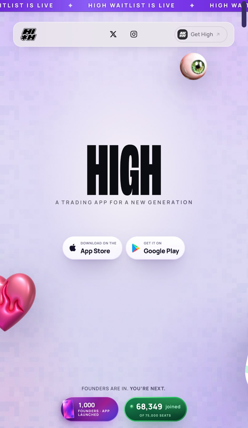 High live stock market waitlist and founders pass portal